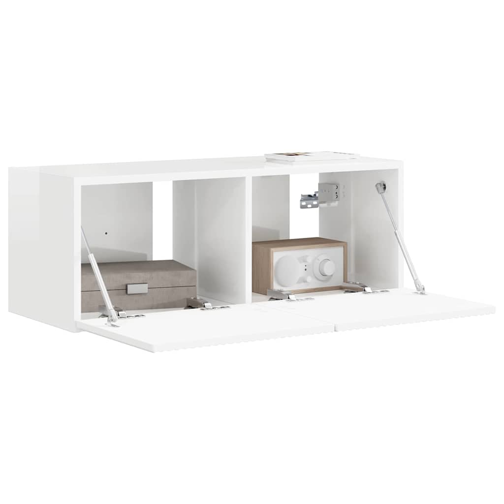 vidaXL TV Wall Cabinet 78.5 x 31 x 29.5 cm Gloss White Engineered Wood 3