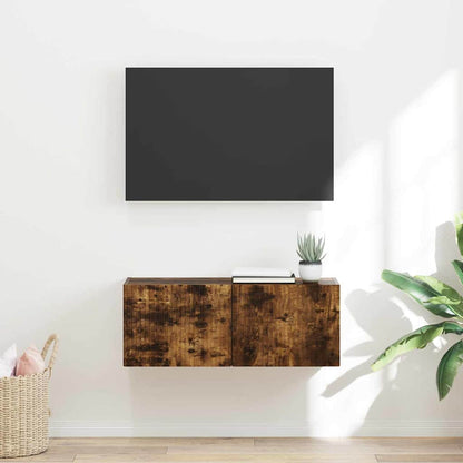 vidaXL TV Wall Cabinet 78.5 x 31 x 29.5 cm Smoked Oak Engineered Wood 1