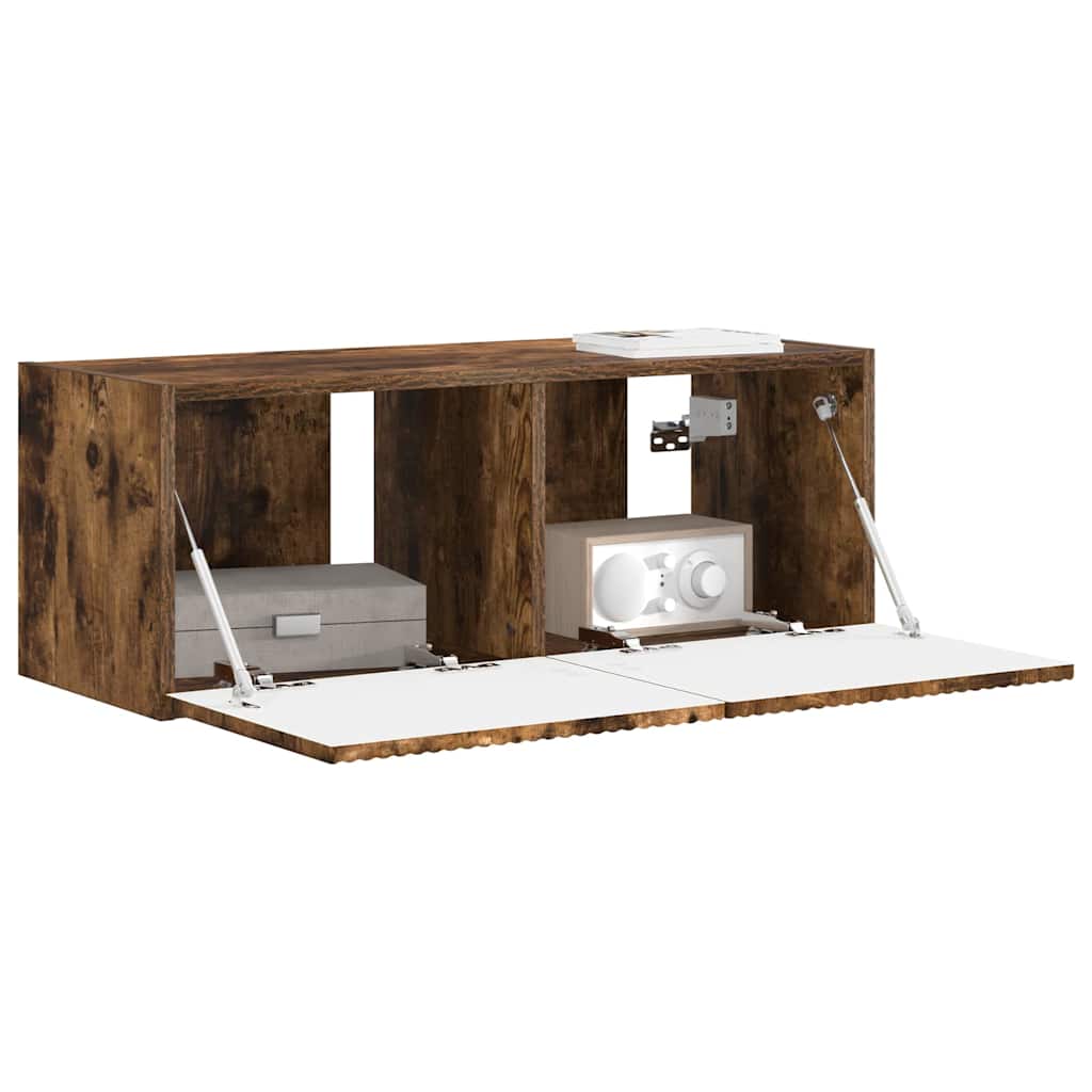 vidaXL TV Wall Cabinet 78.5 x 31 x 29.5 cm Smoked Oak Engineered Wood 3