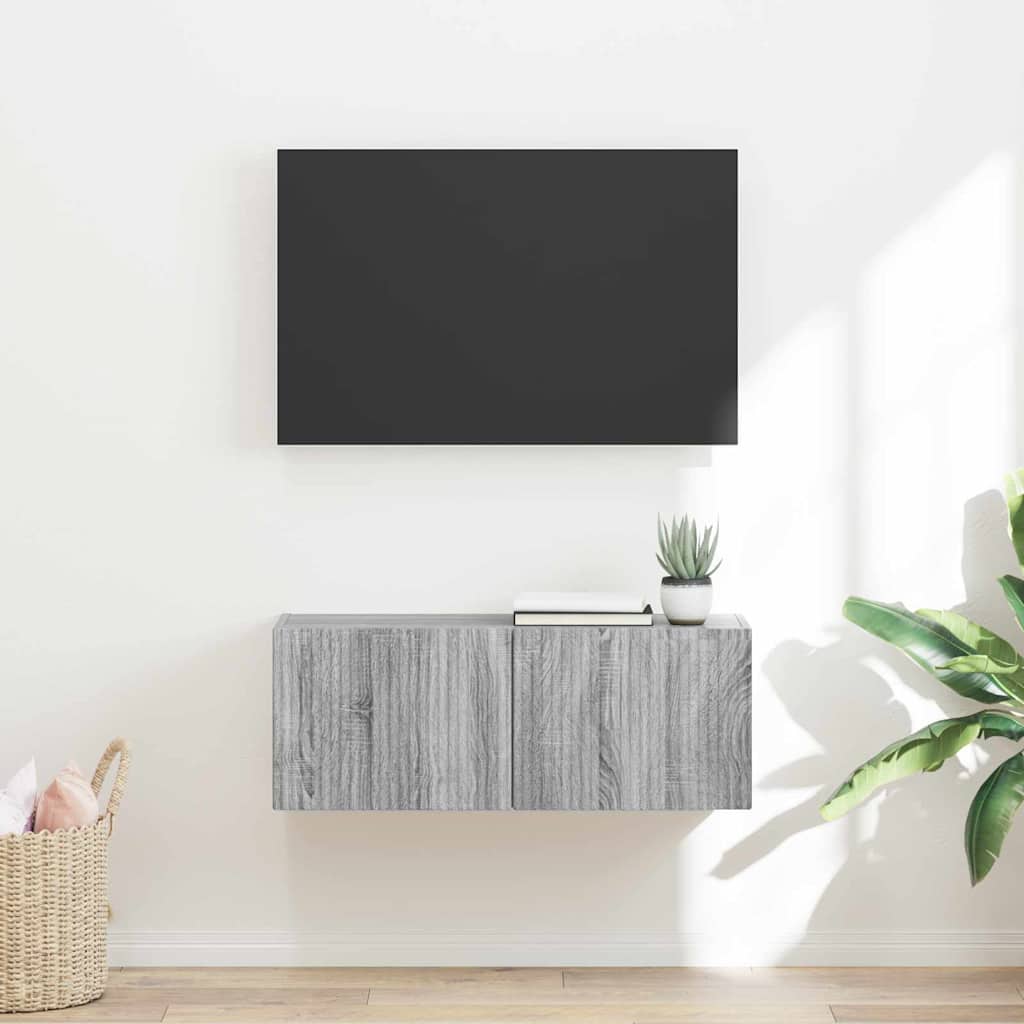 vidaXL TV Wall Cabinet 78.5 x 31 x 29.5 cm Grey Sonoma Engineered Wood 1