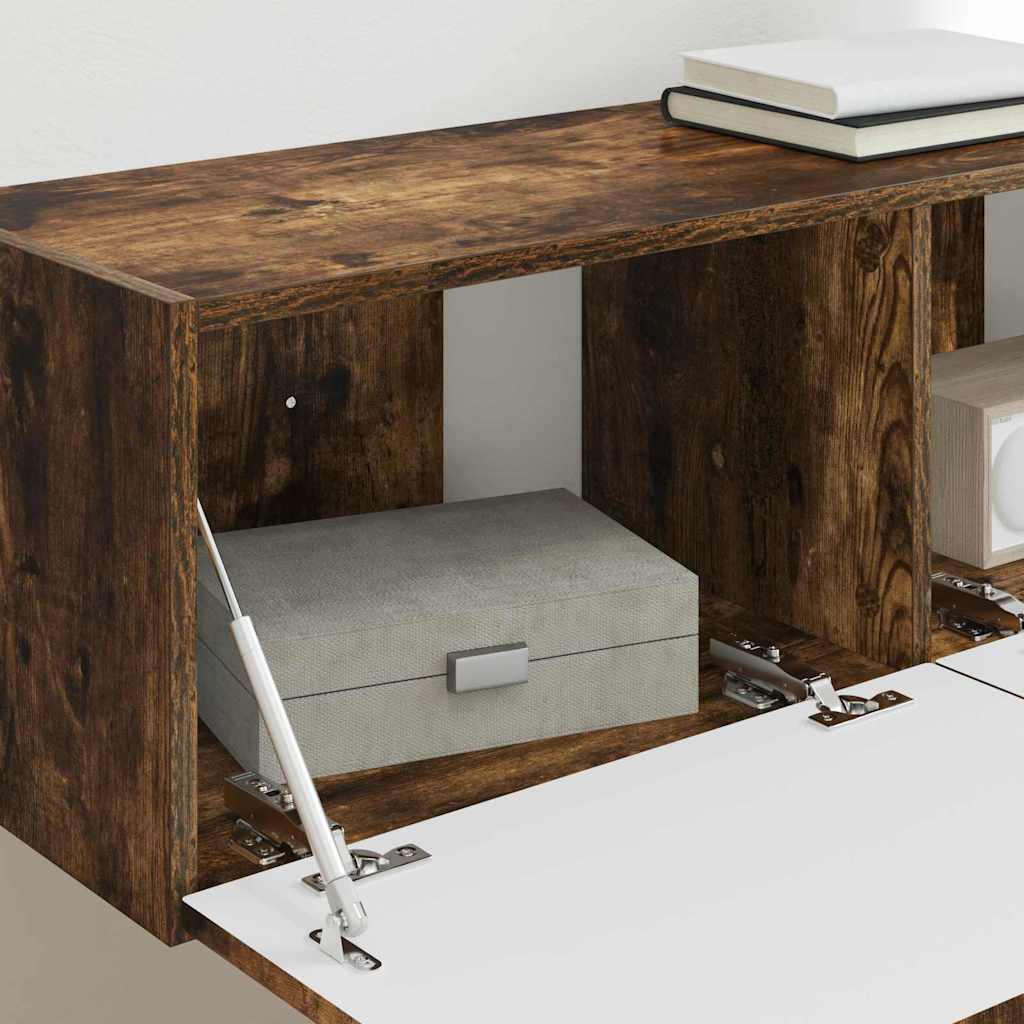 vidaXL TV Wall Cabinet 98 x 31 x 29.5 cm Smoked Oak Engineered Wood 4