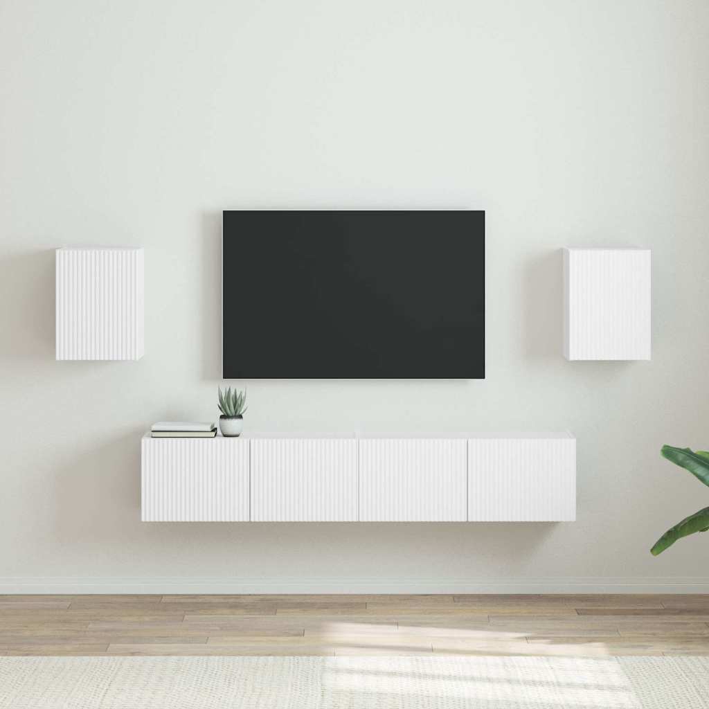 vidaXL TV Wall Cabinet 2 pcs White Engineered Wood 1