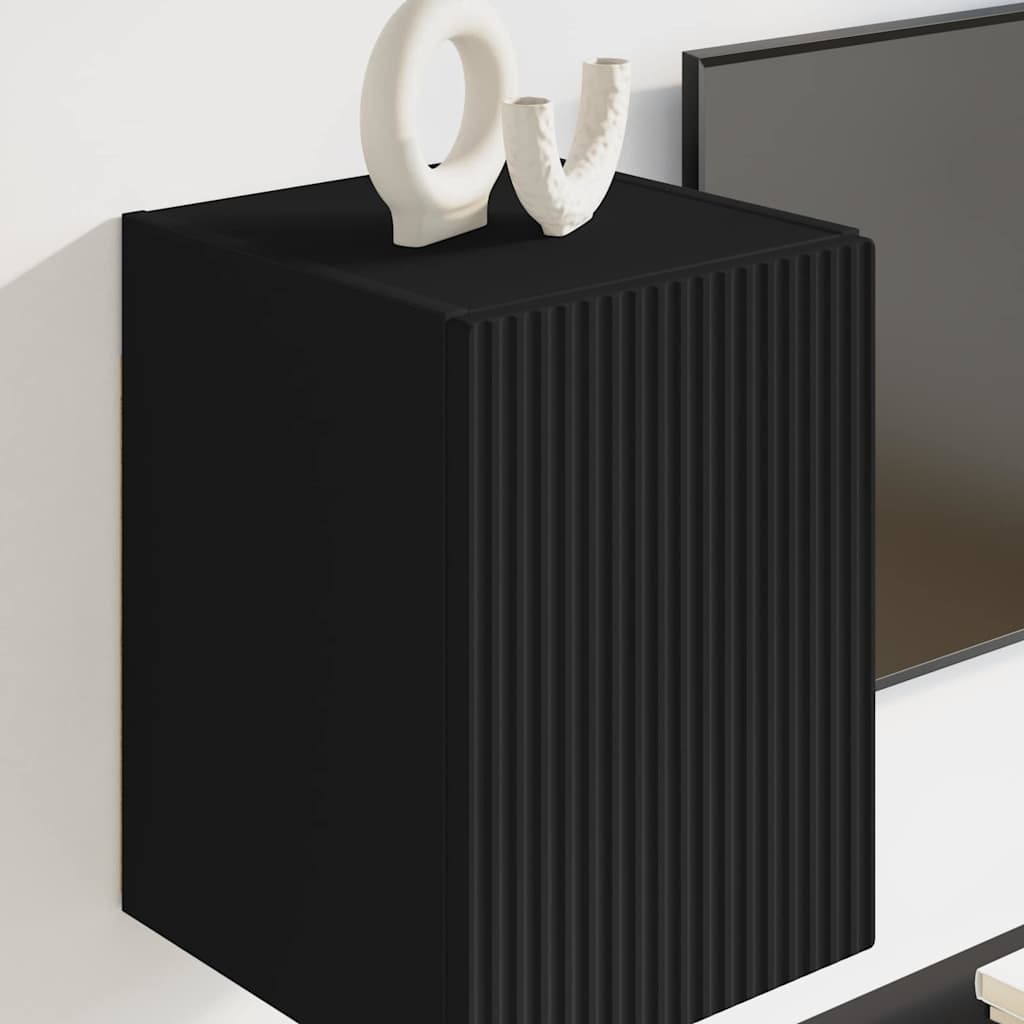vidaXL TV Wall Cabinet 2 pcs Black Engineered Wood 4