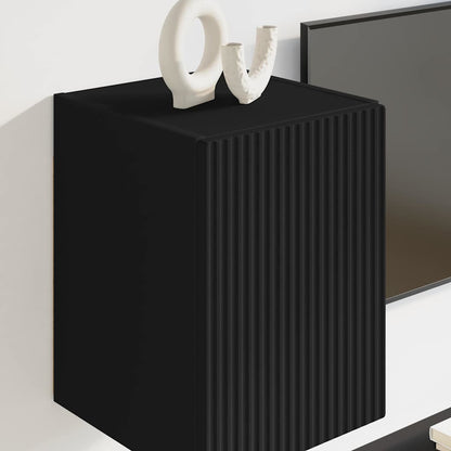 vidaXL TV Wall Cabinet 2 pcs Black Engineered Wood 4