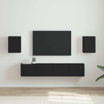 vidaXL TV Wall Cabinet 2 pcs Black Engineered Wood 1