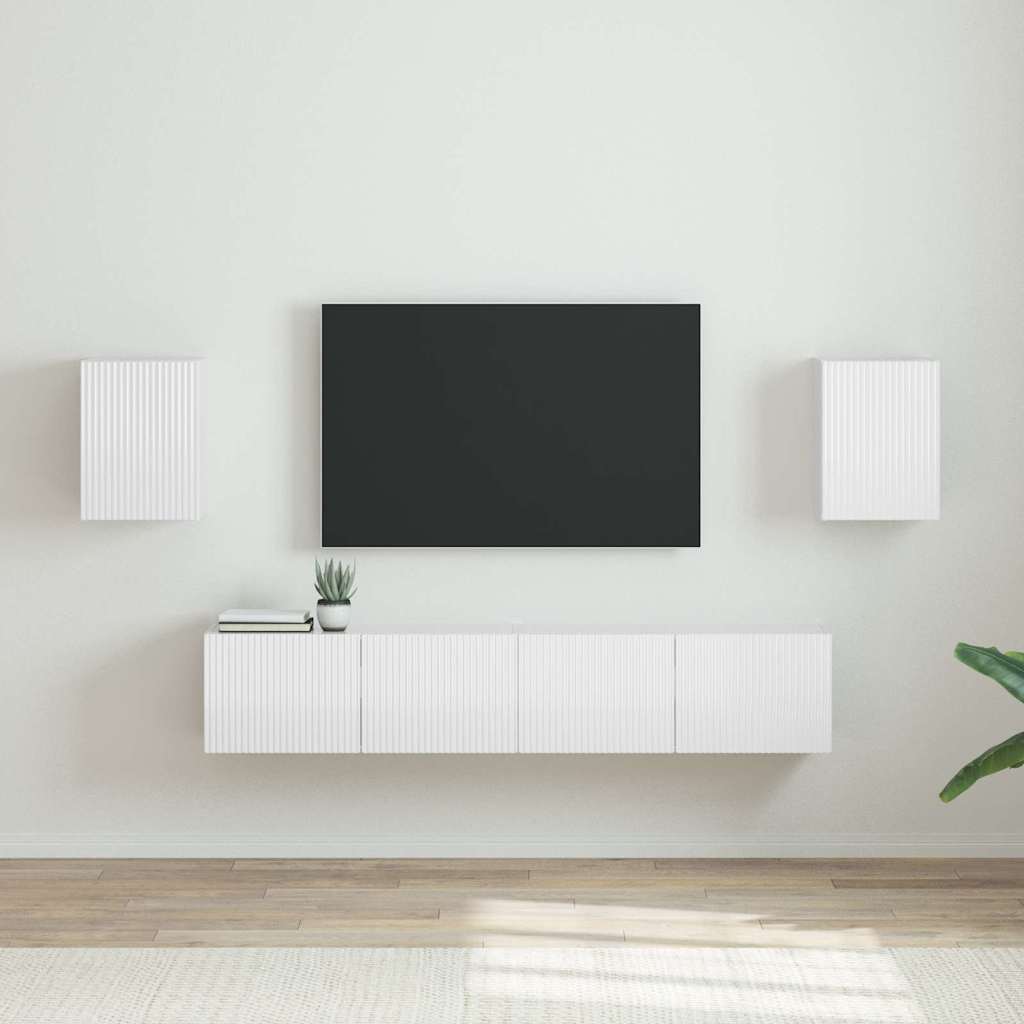 vidaXL TV Wall Cabinet 2 pcs Gloss White Engineered Wood 1