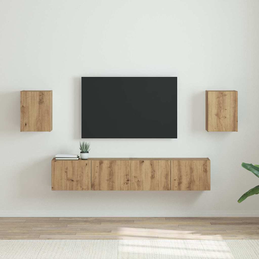 vidaXL TV Wall Cabinet 2 pcs Artisian Oak Engineered Wood 1