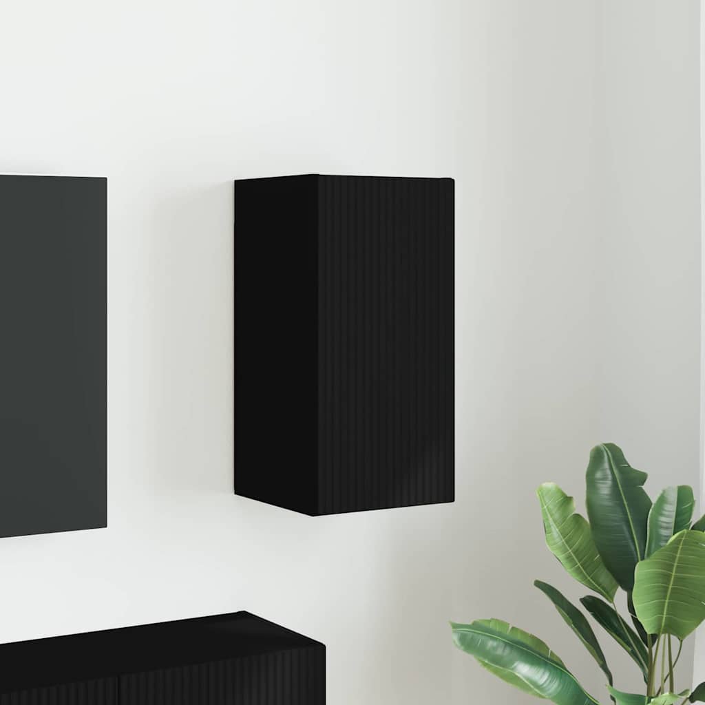 vidaXL TV Wall Cabinet 30 x 31 x 60 cm Black Engineered Wood 1