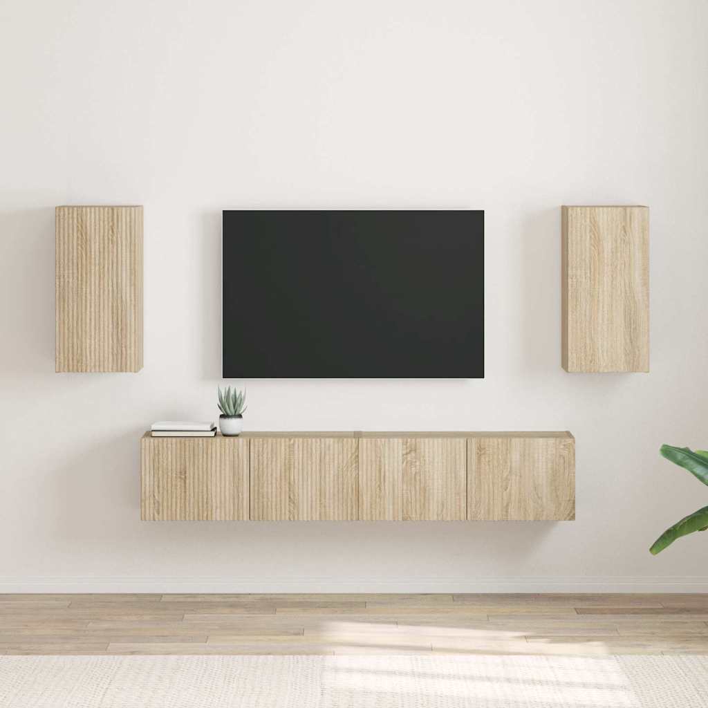 vidaXL TV Wall Cabinet 2 pcs Sonoma Engineered Wood 1