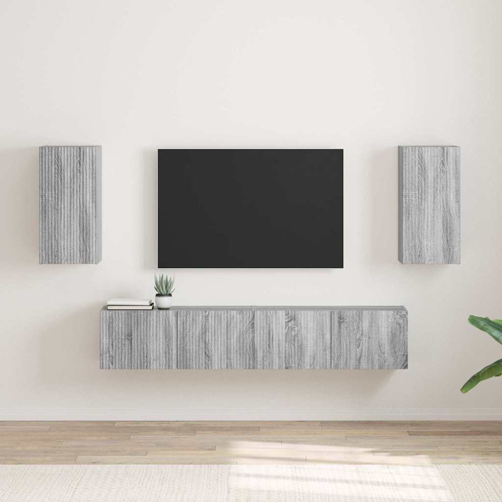 vidaXL TV Wall Cabinet 2 pcs Grey Sonoma Engineered Wood 1
