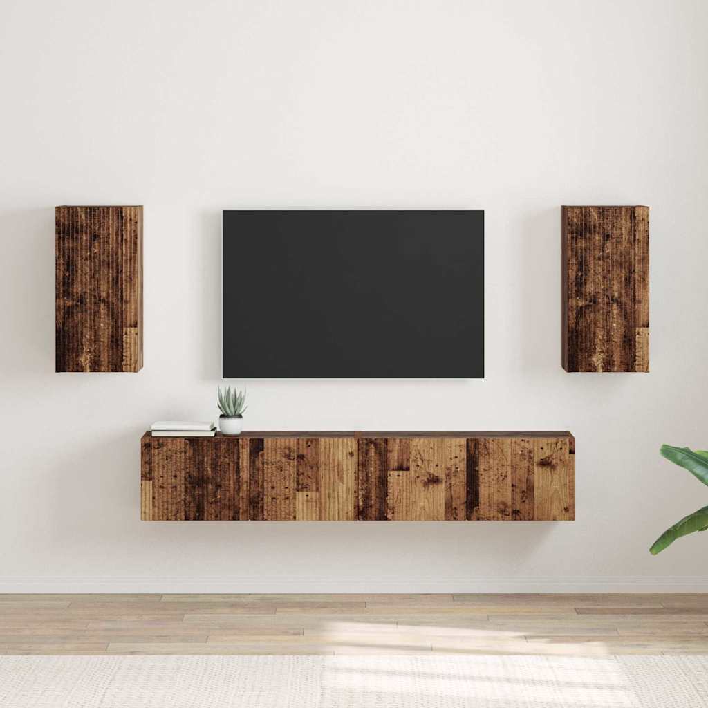 vidaXL TV Wall Cabinet 2 pcs Old Wood Engineered Wood 1