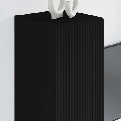 vidaXL TV Wall Cabinet 30 x 31 x 80 cm Black Engineered Wood 4