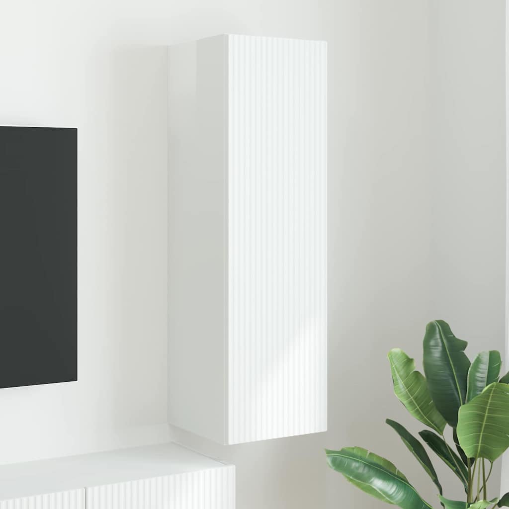 vidaXL TV Wall Cabinet 30 x 31 x 100 cm Gloss White Engineered Wood 1