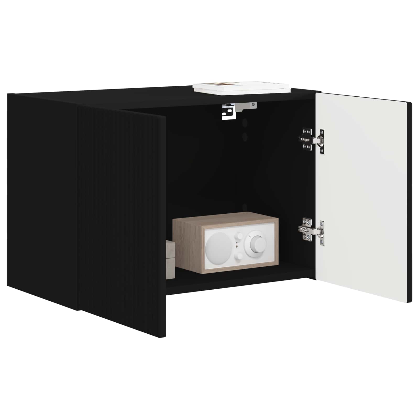 vidaXL TV Wall Cabinet 59.5 x 31 x 40 cm Black Engineered Wood 3
