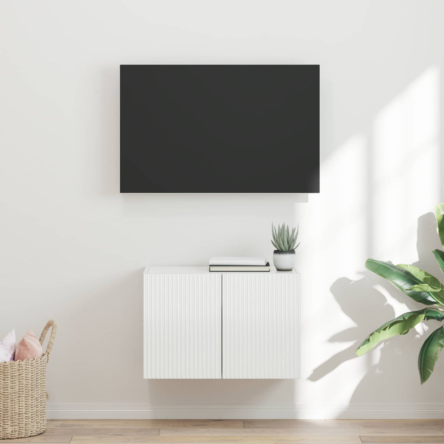 vidaXL TV Wall Cabinet 59.5 x 31 x 40 cm High Gloss White 1
