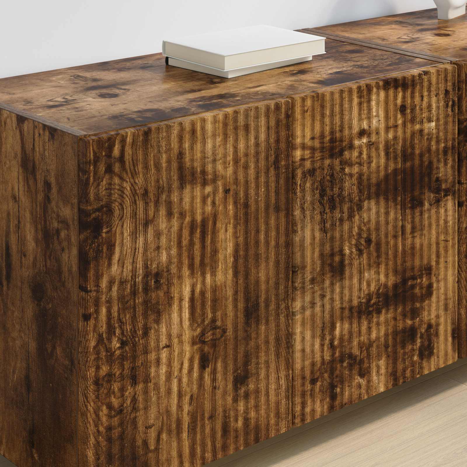 vidaXL TV Wall Cabinet 59.5 x 31 x 40 cm Smoked Oak Engineered Wood 4