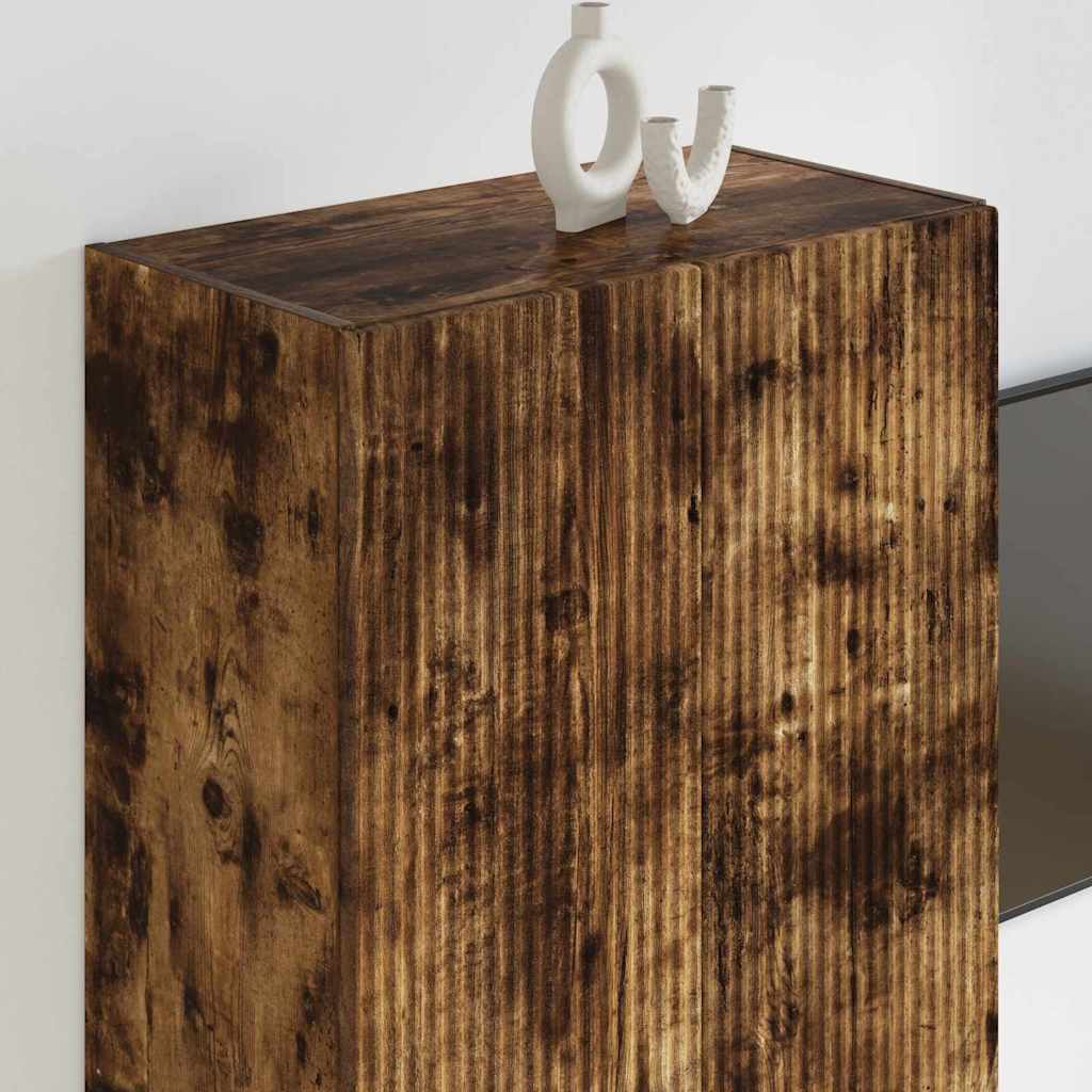 vidaXL TV Wall Cabinet 59.5 x 31 x 80 cm Smoked Oak Engineered Wood 4