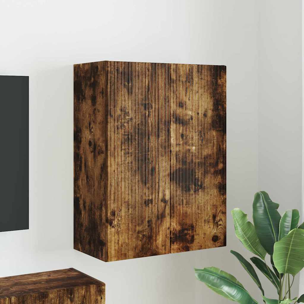 vidaXL TV Wall Cabinet 59.5 x 31 x 80 cm Smoked Oak Engineered Wood 1