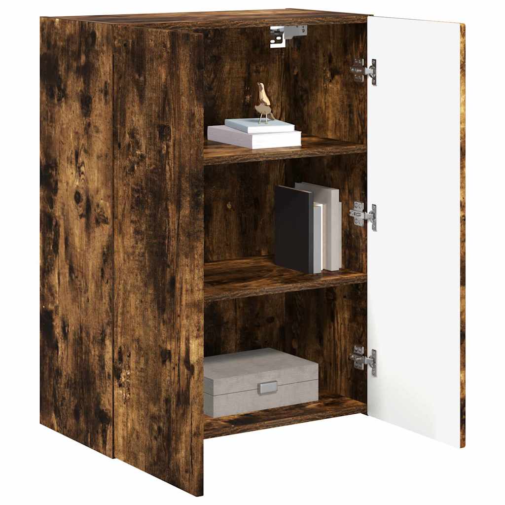 vidaXL TV Wall Cabinet 59.5 x 31 x 80 cm Smoked Oak Engineered Wood 3