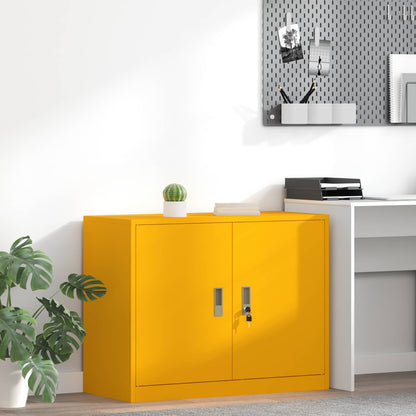 Storage Cabinet Steel Width 90 cm Mustard Yellow 70 cm