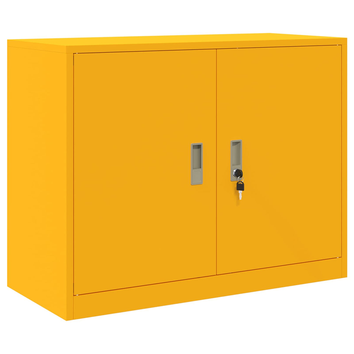 Storage Cabinet Steel Width 90 cm Mustard Yellow 70 cm