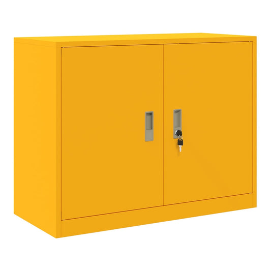 Storage Cabinet Steel Width 90 cm Mustard Yellow 70 cm