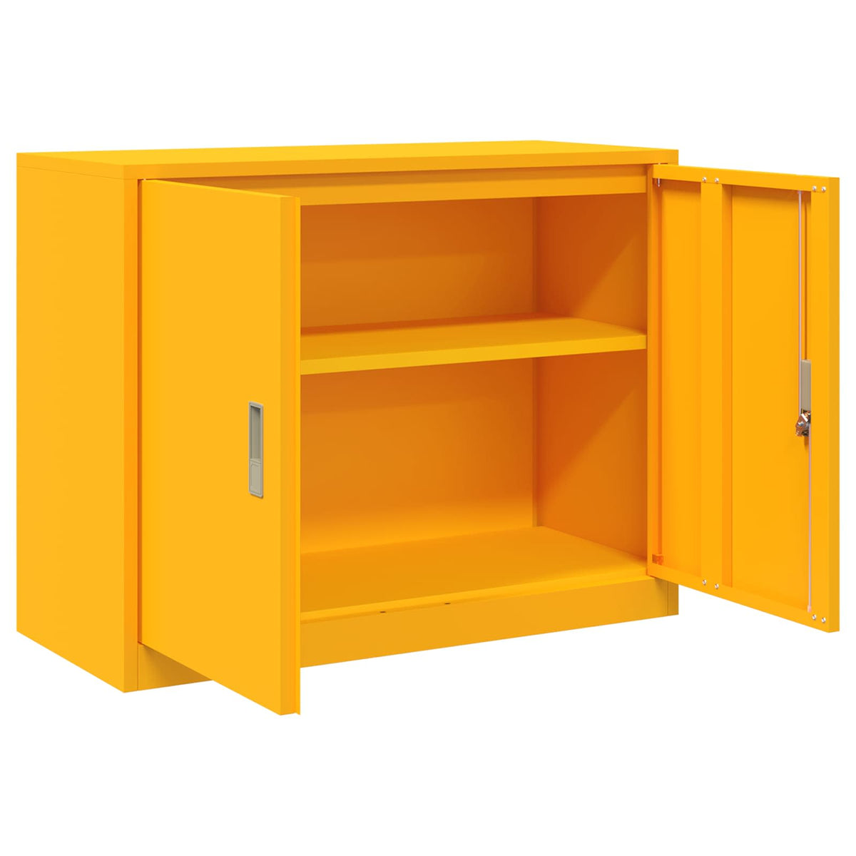 Storage Cabinet Steel Width 90 cm Mustard Yellow 70 cm