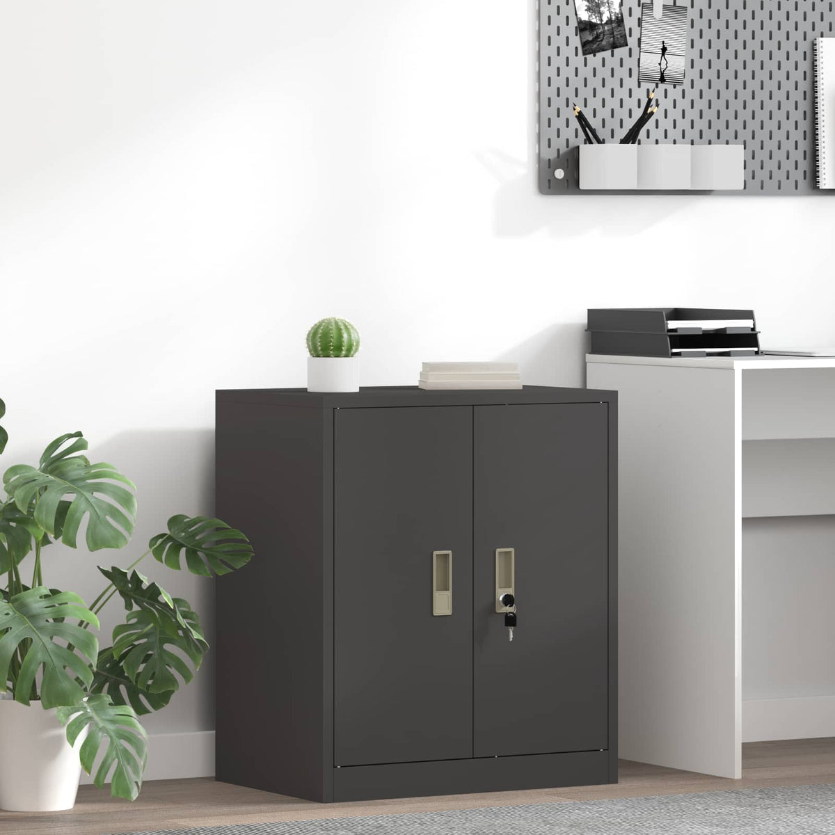 Storage Cabinet Steel Width 60 cm Black 70 cm