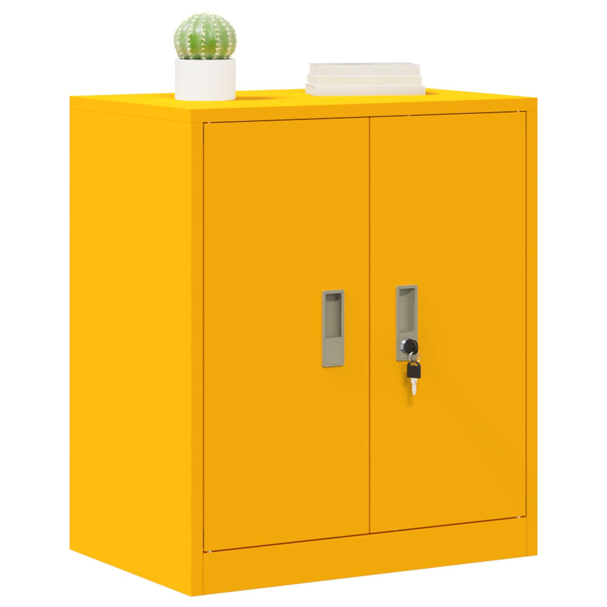 Storage Cabinet Steel Width 60 cm Mustard Yellow 70 cm