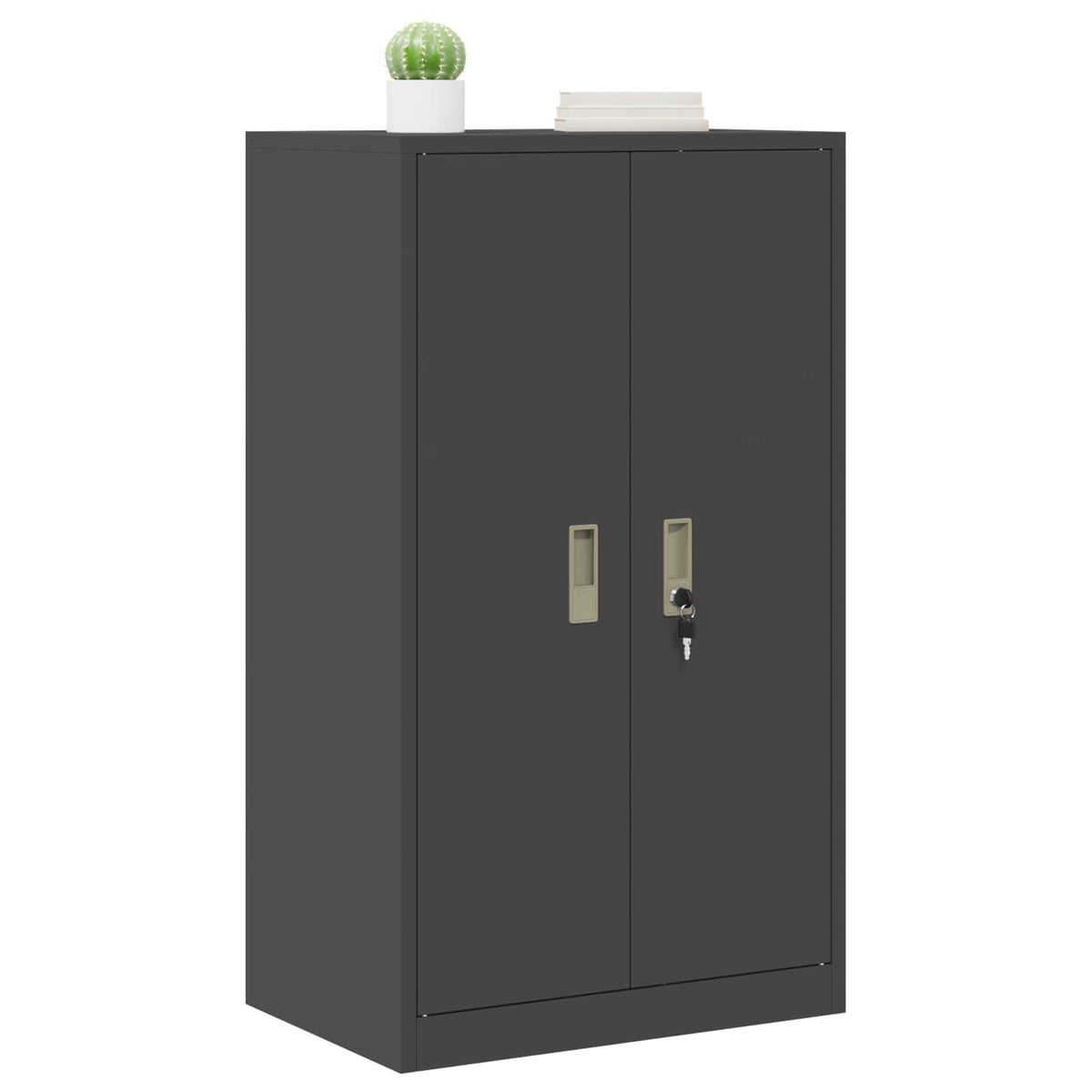 Storage Cabinet Steel Width 60 cm Black 105 cm