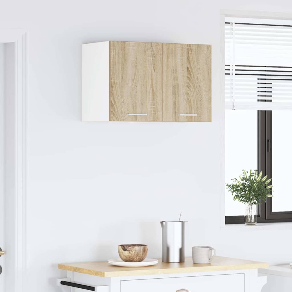 vidaXL Hanging Cabinet 2 pcs Sonoma Oak and White Engineered Wood 4