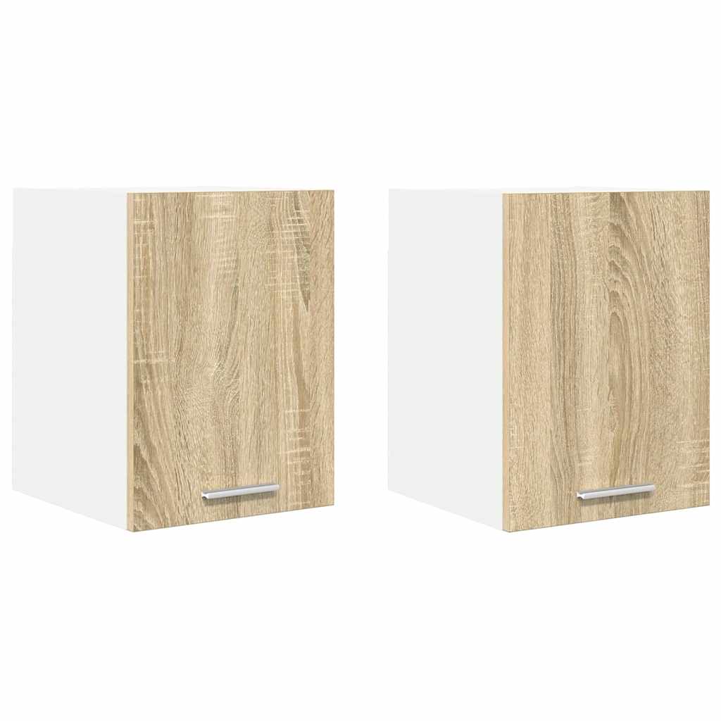 vidaXL Hanging Cabinet 2 pcs Sonoma Oak and White Engineered Wood 2