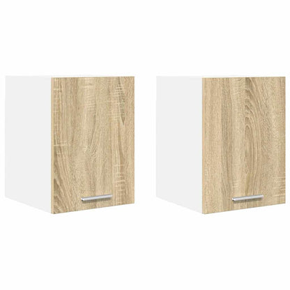 vidaXL Hanging Cabinet 2 pcs Sonoma Oak and White Engineered Wood 2