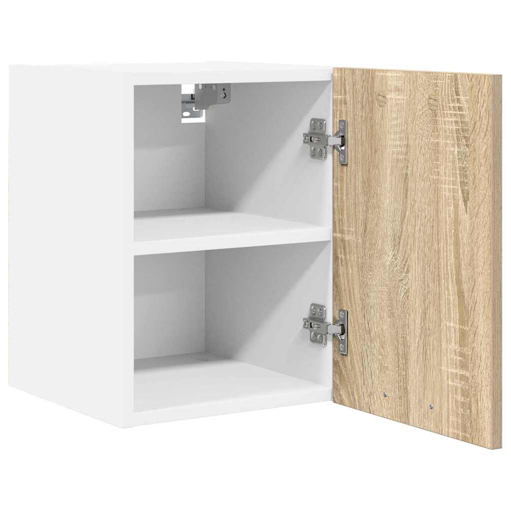 vidaXL Hanging Cabinet 2 pcs Sonoma Oak and White Engineered Wood 5
