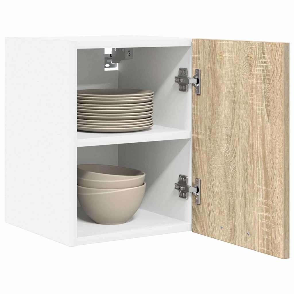 vidaXL Hanging Cabinet 2 pcs Sonoma Oak and White Engineered Wood 3