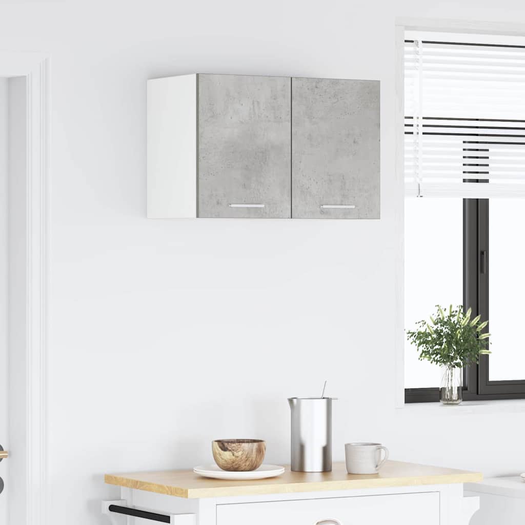 vidaXL Hanging Cabinet 2 pcs Concrete Grey and White Engineered Wood 4
