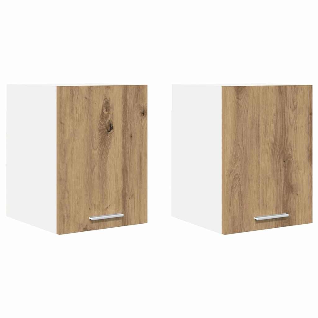 vidaXL Hanging Cabinet 2 pcs Artisan Oak and White Engineered Wood 2
