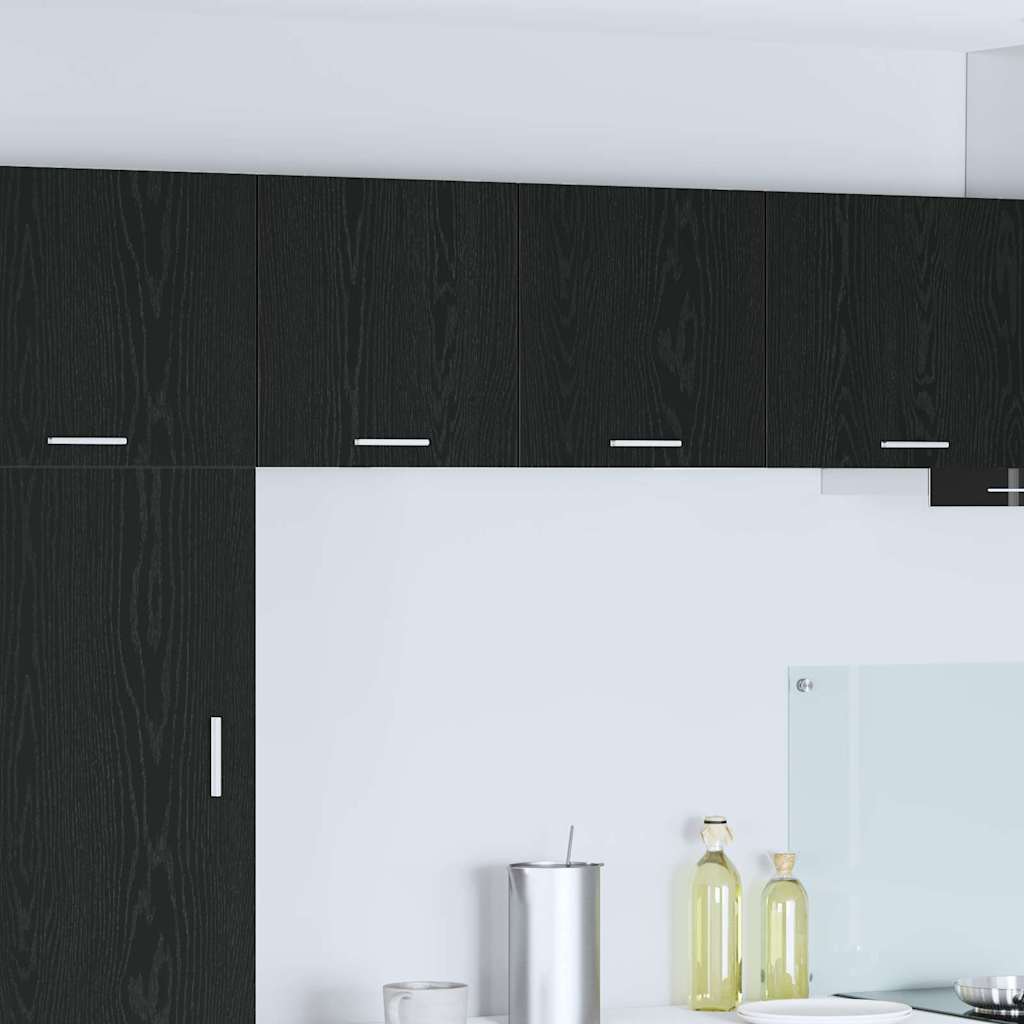 vidaXL Hanging Cabinet 2 pcs Black Oak and White Engineered Wood 1
