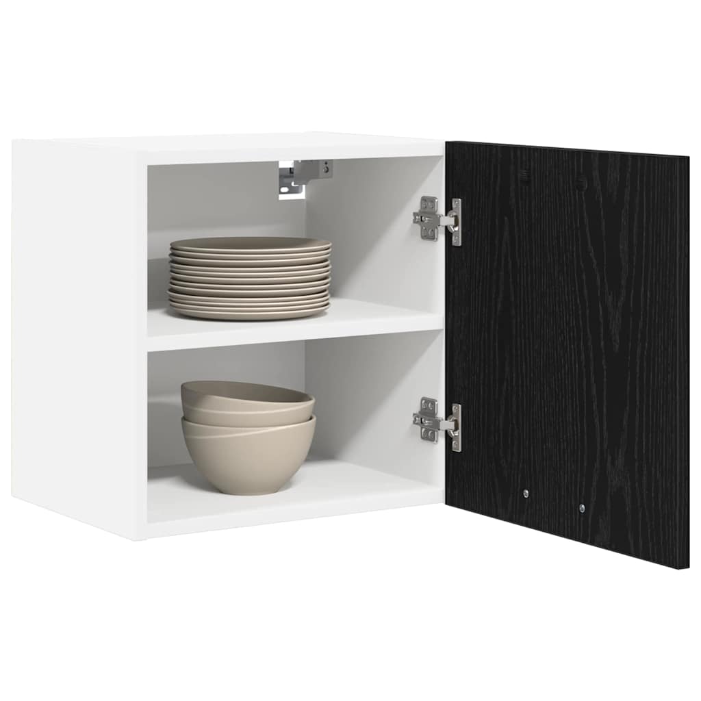 vidaXL Hanging Cabinet 2 pcs Black Oak and White Engineered Wood 3