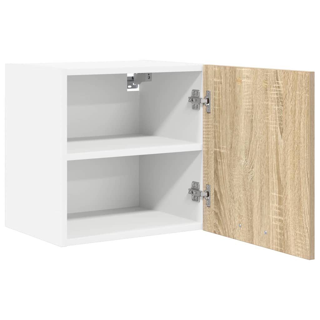 vidaXL Hanging Cabinet 2 pcs Sonoma Oak and White Engineered Wood 6