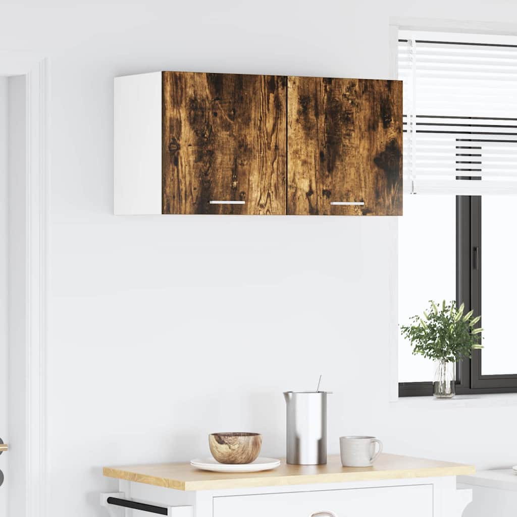 vidaXL Hanging Cabinet 2 pcs Smoked Oak and White Engineered Wood 4