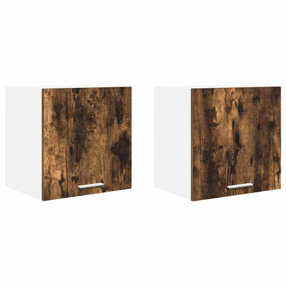 vidaXL Hanging Cabinet 2 pcs Smoked Oak and White Engineered Wood 2