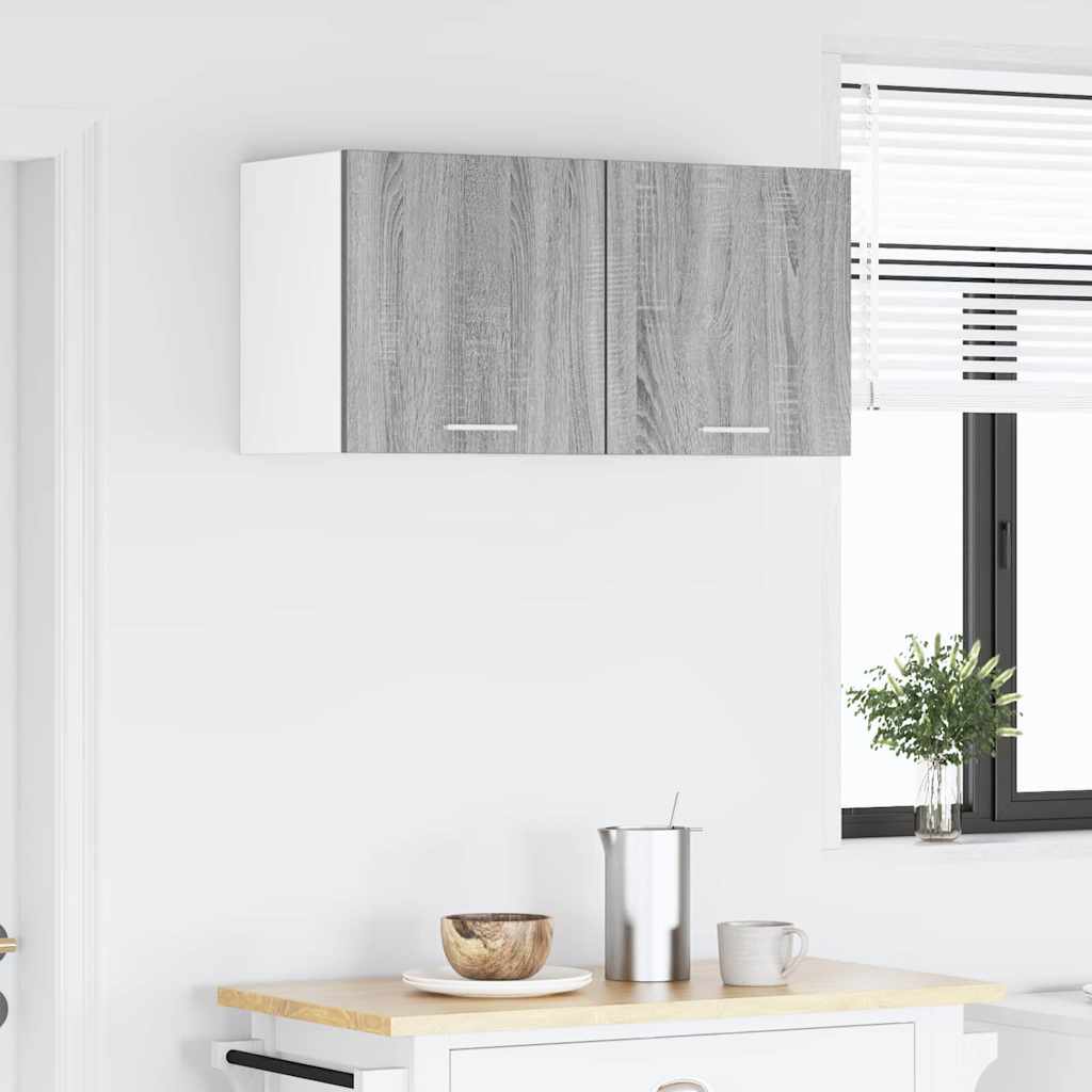 vidaXL Hanging Cabinet 2 pcs Grey Sonoma and White Engineered Wood 4
