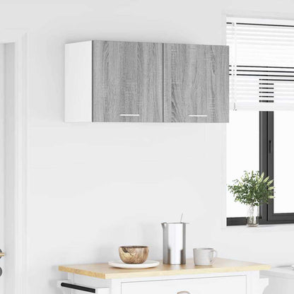 vidaXL Hanging Cabinet 2 pcs Grey Sonoma and White Engineered Wood 4