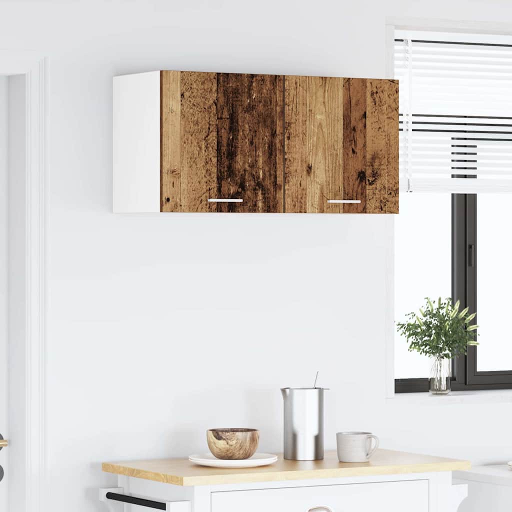vidaXL Hanging Cabinet 2 pcs Old Wood and White Engineered Wood 4