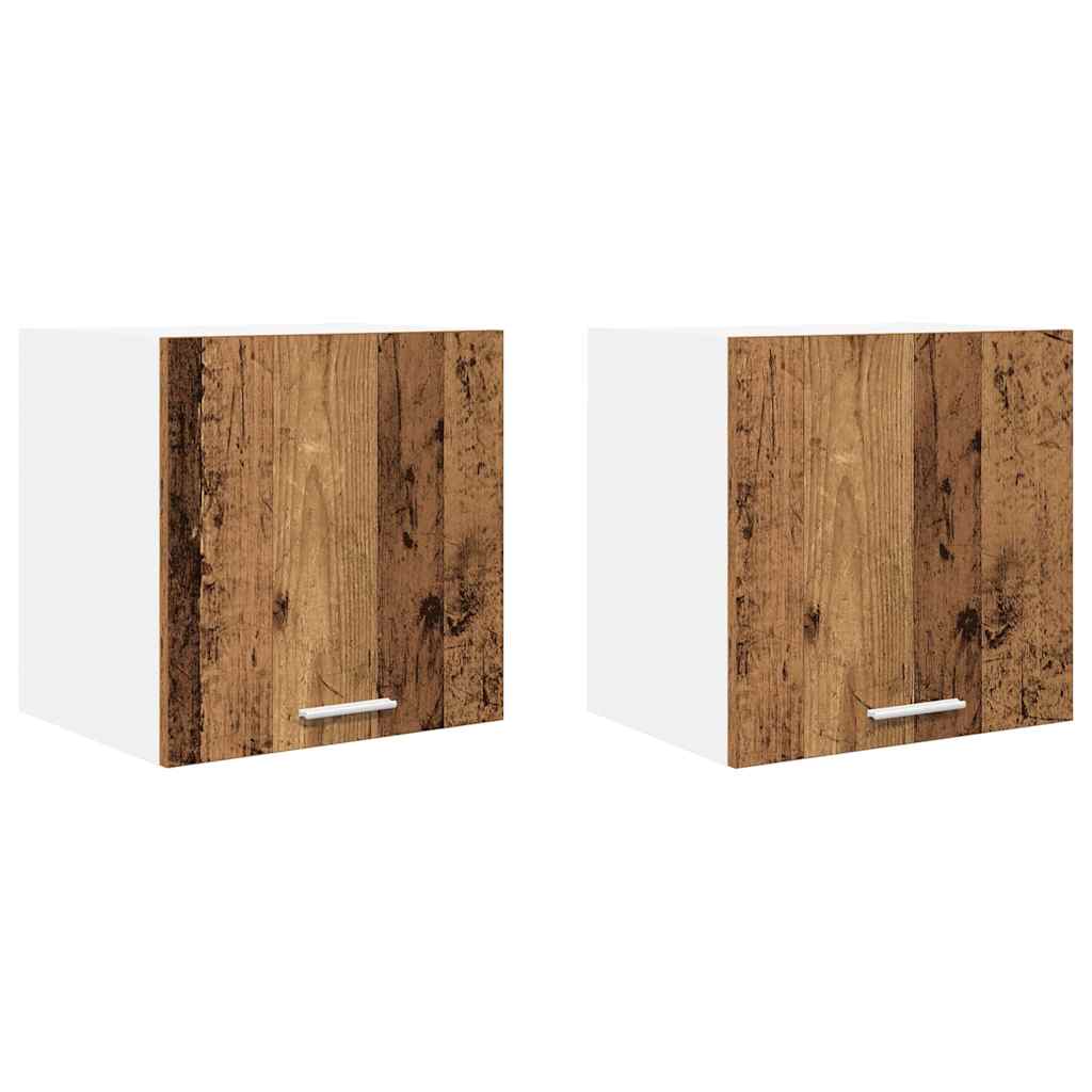 vidaXL Hanging Cabinet 2 pcs Old Wood and White Engineered Wood 2