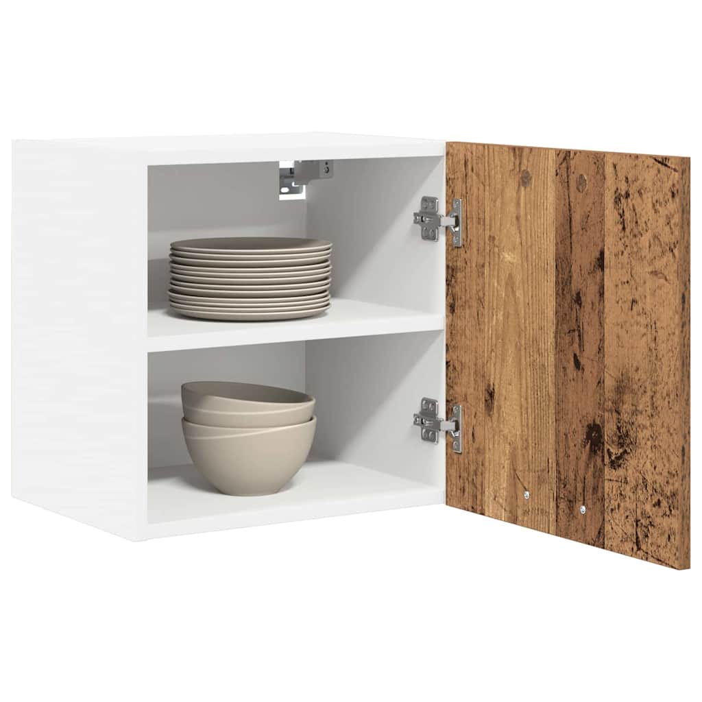 vidaXL Hanging Cabinet 2 pcs Old Wood and White Engineered Wood 3