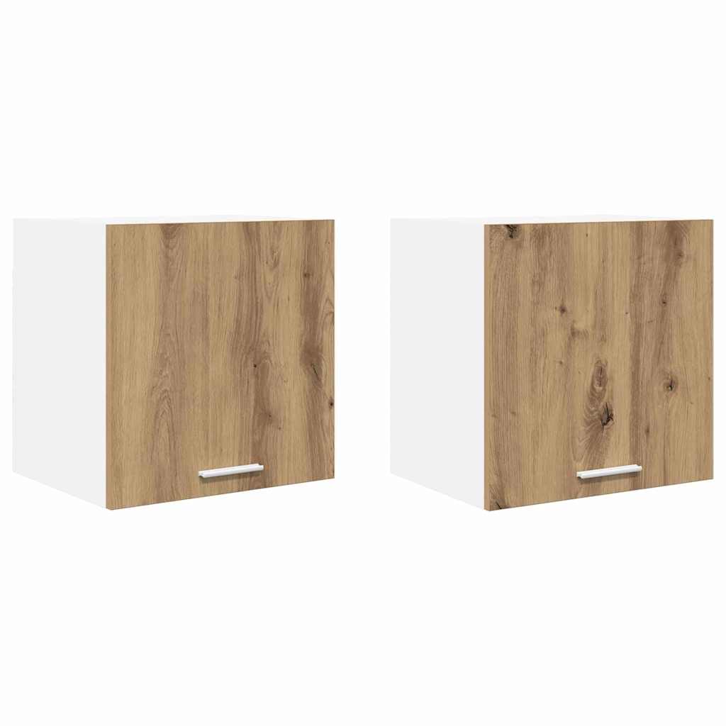 vidaXL Hanging Cabinet 2 pcs Artisan Oak and White Engineered Wood 2