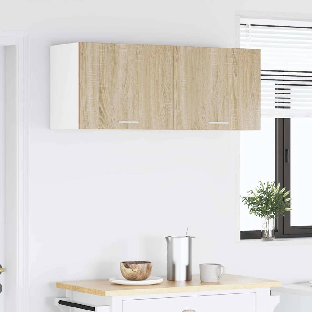 vidaXL Hanging Cabinet 2 pcs Sonoma Oak and White Engineered Wood 4