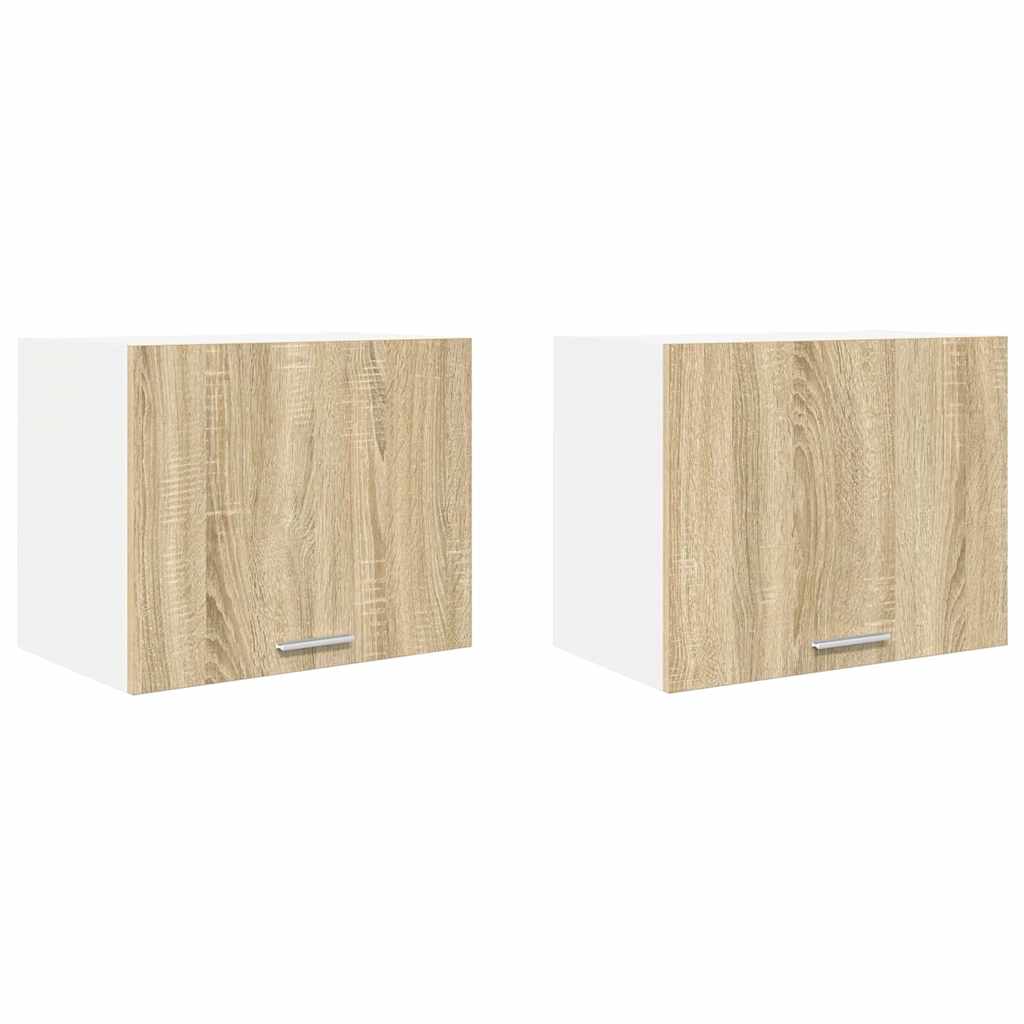vidaXL Hanging Cabinet 2 pcs Sonoma Oak and White Engineered Wood 2
